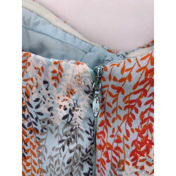 Bcbgmaxazria AMBER Blue Print Chiffon Strapless Gown Size 8 Prom - Picture 8 of 9